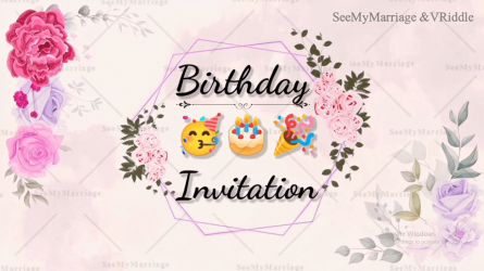 Cute Lilac 1st Birthday Celebrations Invitation Video Floral Theme