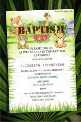 Fun Jungle Theme Baptism Invitation Card