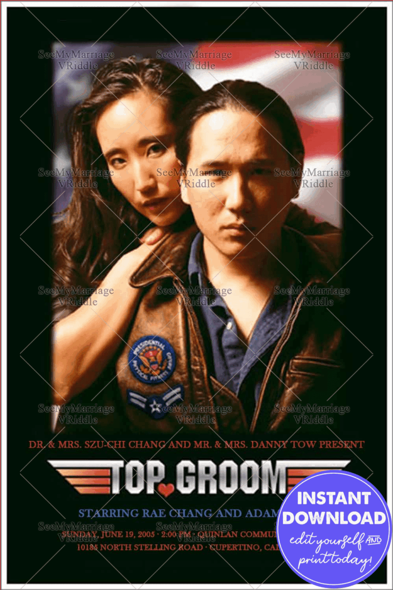 Funky Wedding Invitation Card Top Gun Hollywood Movie Theme