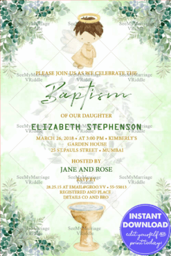 Garden Of Eden Theme Baptism Invitation