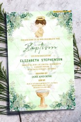 Garden Of Eden Theme Baptism Invitation Card