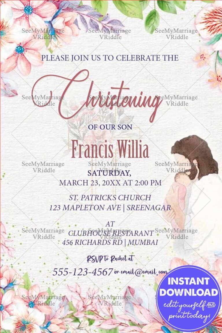 In Arms Of Jesus Theme Christening Invitation Card