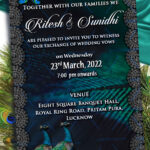 Peacock Blue Theme Christian Wedding Invitation Card