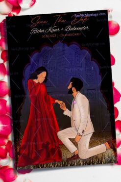 Romantic Save The Date Wedding Invitation Card Proposal Under Arch Theme Painting