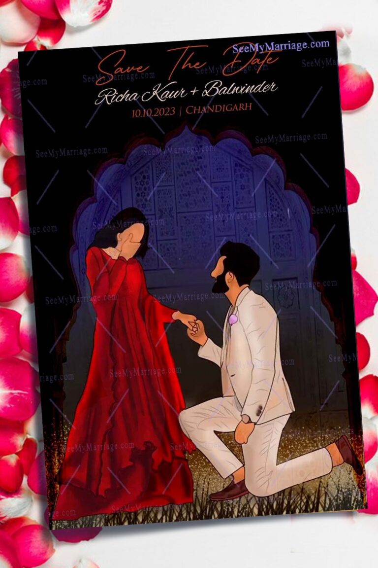 Romantic Save The Date Wedding Invitation Card Proposal Under Arch Theme Painting
