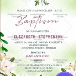 Subtle Floral Theme Baptism Invitation Card White Flowers