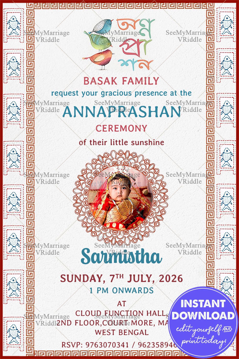Traditional Annaprashan Invitation Card Bengali Culture Theme