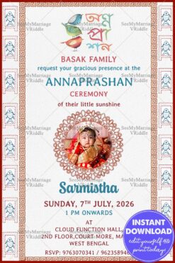 Traditional Annaprashan Invitation Card Bengali Culture Theme