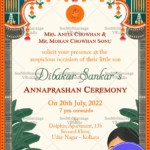 Traditional Annaprashan Invitation Card Mother And Child Illustration