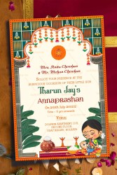 Traditional Annaprashan Invitation Card Mother And Child Illustration