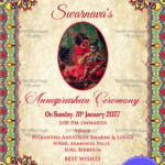Traditional Annaprashan Vintage Invitation Card Yashodha Krishna Image