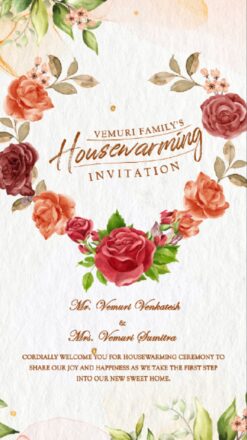Ink Splash Floral Animated Housewarming Video Invite