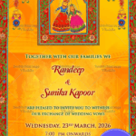 Traditional Rajasthani Wedding Modern Invitation Card Red Yellow Theme
