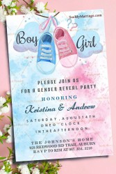 Booties Theme Gender Reaveal Invitation Card Pink Or Blue