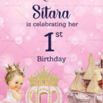 Cinderella Theme 1st Birthday Invitation Video Pink