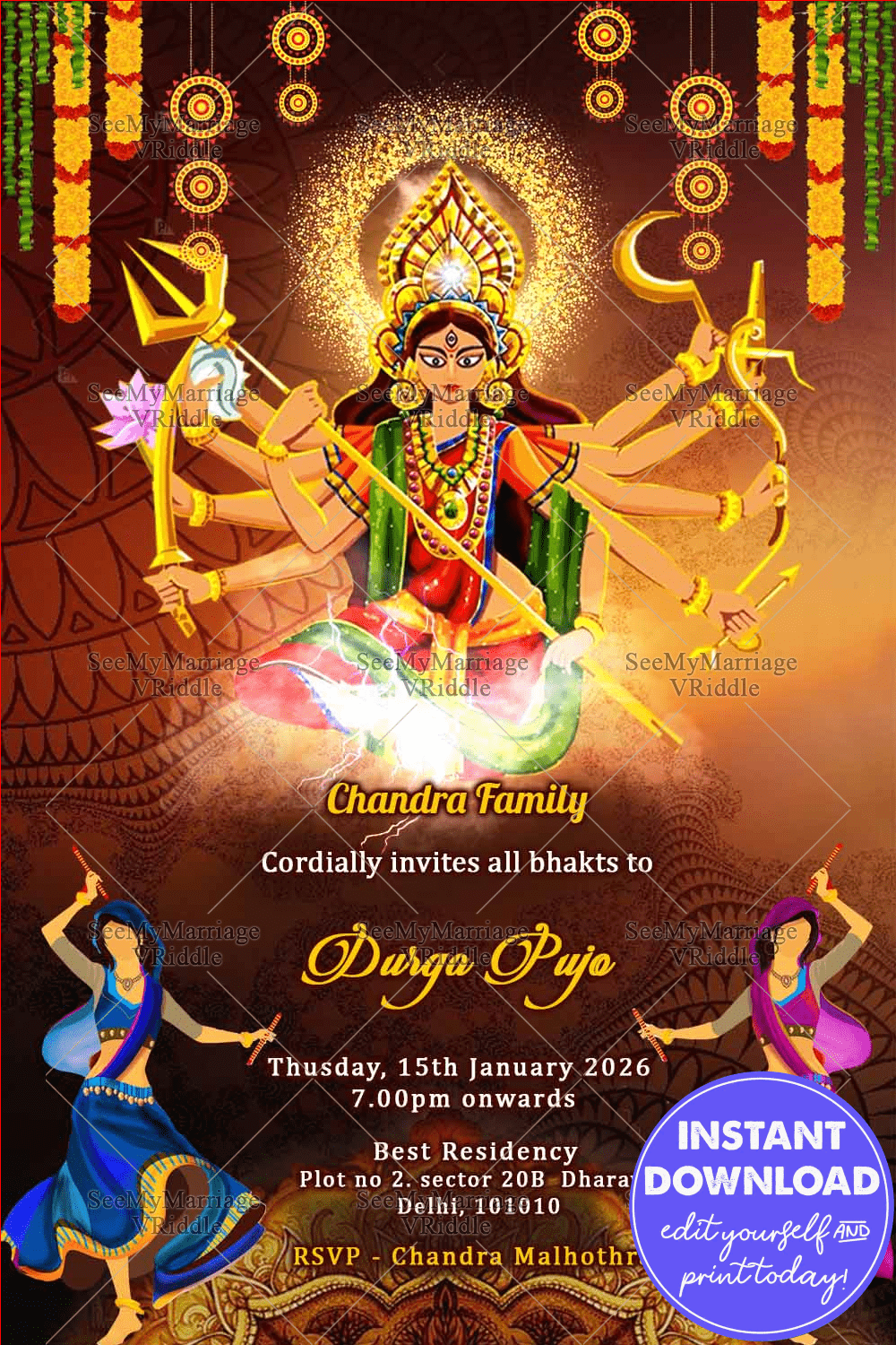 Devi Navaratri Mata Ki Jagran Invitation Card Dandia ThemeDevi Navaratri Mata Ki Jagran Invitation Card Dandia Theme