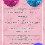 Disco Party Theme Gender Reveal Invitation Card Pink Or Blue