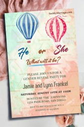 Gender Reveal Invitation Card Hot Air Balloon Theme