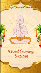Golden Theme Upanayanam Ceremony Invitation Video Vedic Boy Illustration