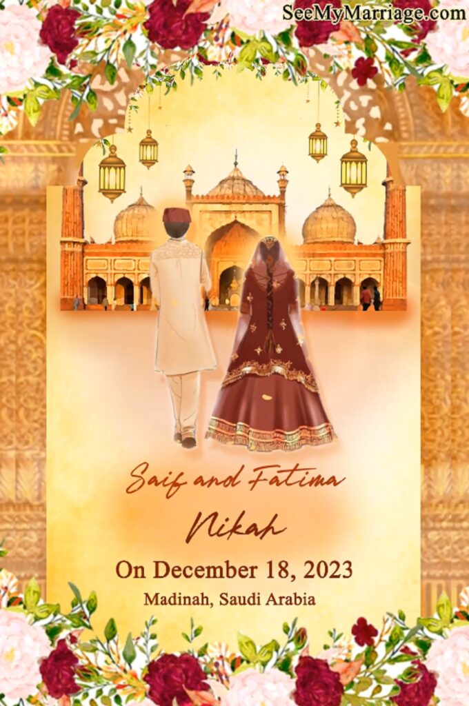 A Pious Traditional Muslim Nikah Invitation Video In Golden Grandeur