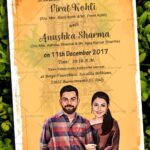 Temple Theme Virat and Anushka Couple Caricature Wedding Invitation Card