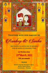 Traditional Rajasthani Wedding Modern Invitation Card Red Yellow Theme