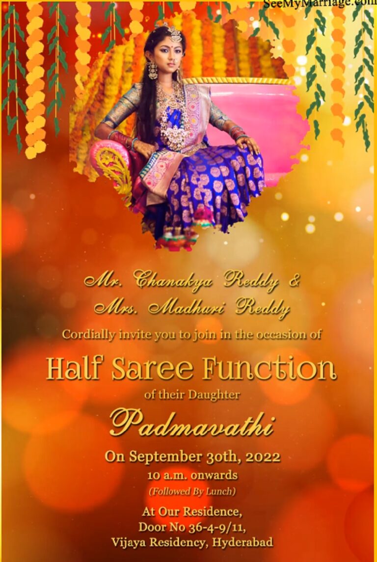 Golden Half Saree Invitation Video Grand With Princess Photos