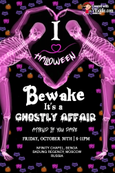 Halloween Party Invitation Card Scary Skeleton