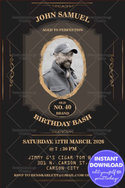 40th Birthday Invitation Card Vintage Man