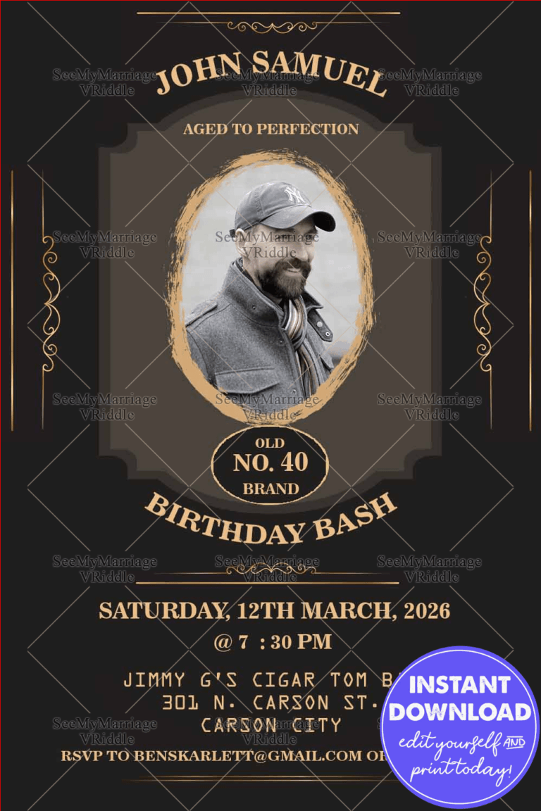 40th Birthday Invitation Card Vintage Man