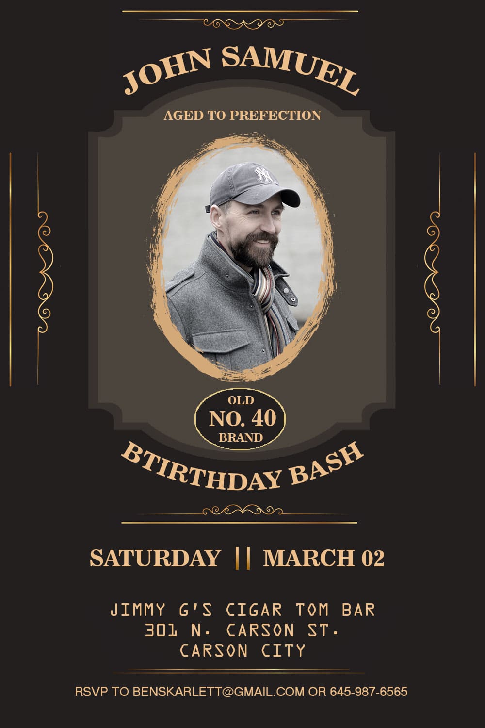 40th Birthday Invitation Card Vintage Man