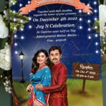 Blue Theme Wedding Invitation Card Couple Photo