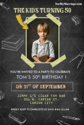 Chalk Board Theme 50th Birthday Invitation Card Young Boy Photo