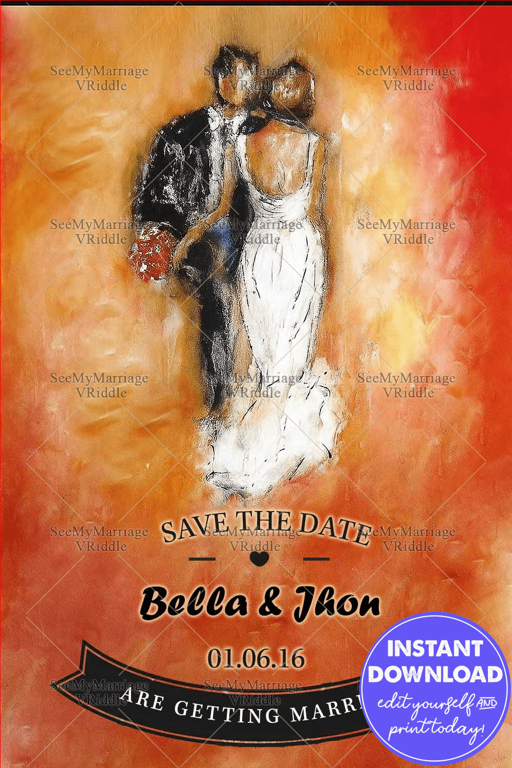 Mine Forever Save The Date Invitation Card Painting Theme