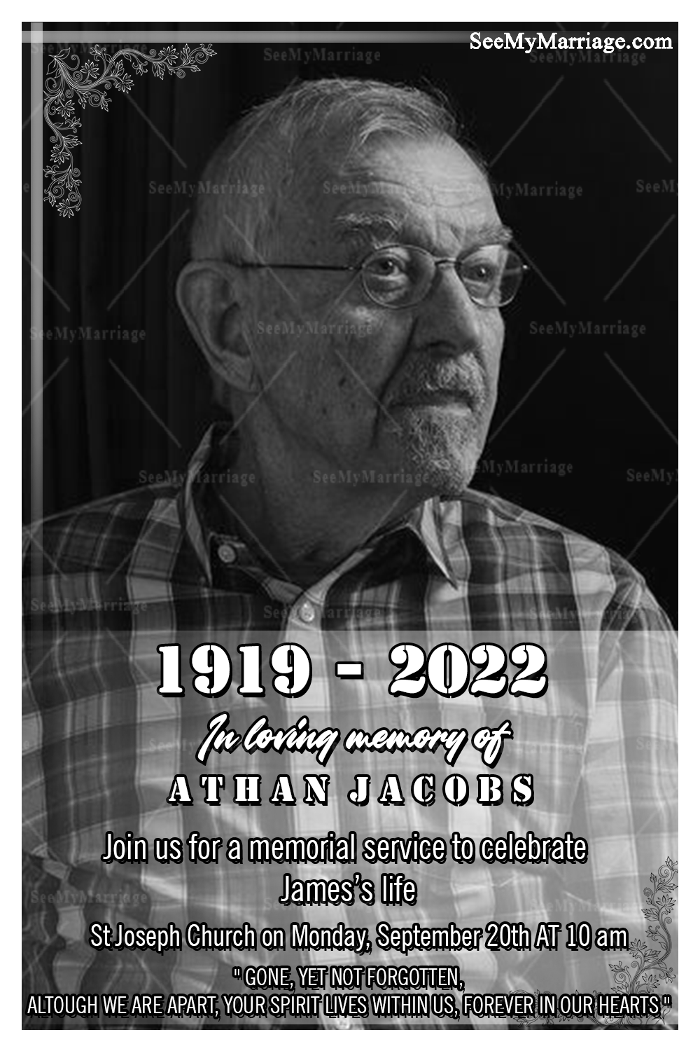 Monochromatic Memorial Invitation Card Photo