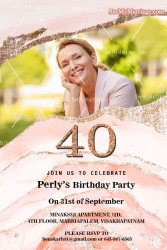 Precious Moment 40th Birthday Invitation Card Pink Geode