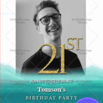 Sea Green Theme 21st Birthday Invitation Card Add A Photo