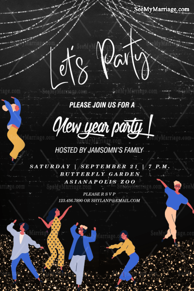 Black New Year’s Eve Dance Party Invitation Joyful People – SeeMyMarriage