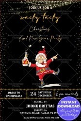 Black Theme Christmas And New Year Party Invitation Drinking Santa