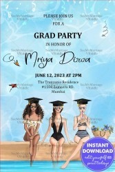 Cool Pool Theme Graduation Party Invitation Card Swimwear Divas