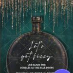 Emerald Green New Year's Eve Party Invitation Card Message On Bottle