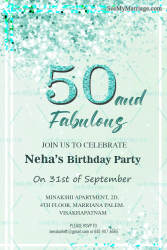 Fabulous Blue 50th Birthday Party Invitation Card