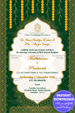 Traditional Green Theme Wedding Invitation Card Golden Ascents Floral