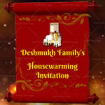 Traditional Gruhapravesh Housewarming Invitation Red Scroll Theme