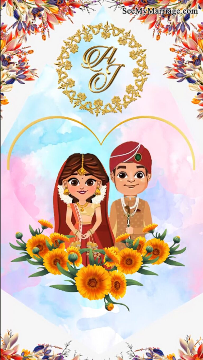 Beautiful Caricature Theme Punjabi Wedding Celebration Invite Video