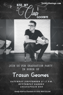 Cool Dude Graduation Party Invitation Card Monochromatic Theme Add-A-photo