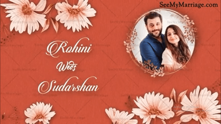 Floral Wedding Invitation Video Add-A-Photo Orange Theme