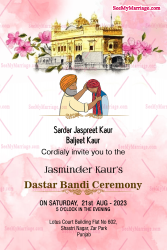 Gurudwara Theme Pink Dastar Bandi Invitation Card Golden Temple