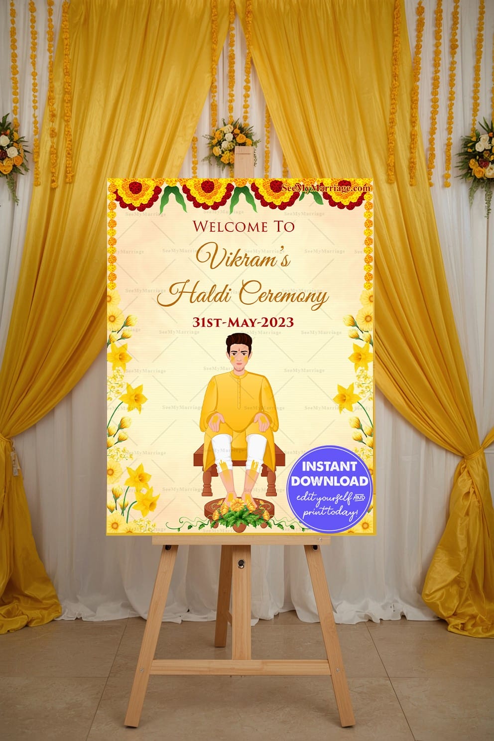 Haldi Editable Banner for Groom