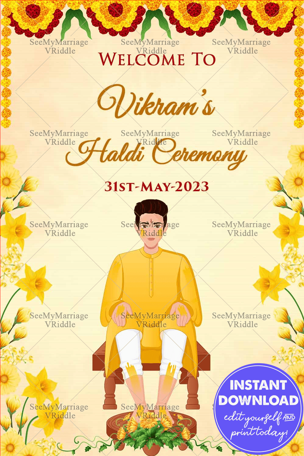 Haldi Editable Banner for Groom